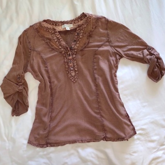Vintage America Mauve Boho Top Size L - Picture 1 of 5